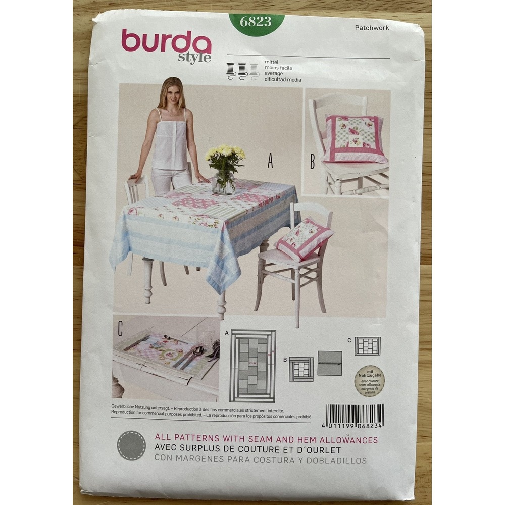 Burda 6823 Tablecloth, Napkins and Placemats Sewing Pattern / Uncut‎ FF